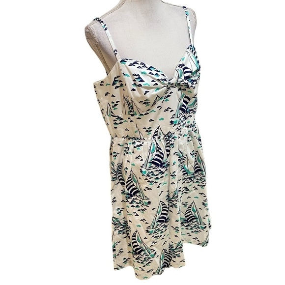 Vineyard Vines sailboat print sundress lined cotton commodore color size 16 - Picture 3 of 10